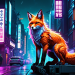 **

"Cyberpunk Ahri, glowing neon fox spirit, sleek futuristic design, intricate mechanical details, set in a bustling nighttime cityscape reminiscent of Berlin, gritty and high-tech, dramatic lighting, digital art."

**