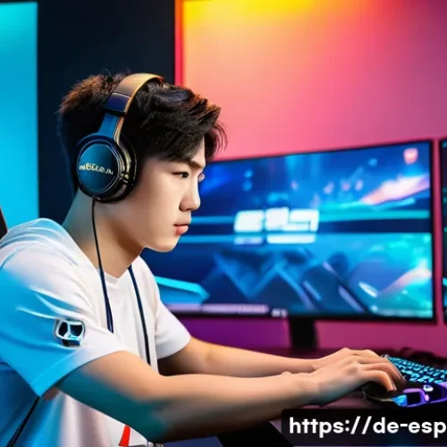 Home 27 페이커 본명과 프로필 - A young South Korean professional esports player intensely focused in a modern gaming room, surround...